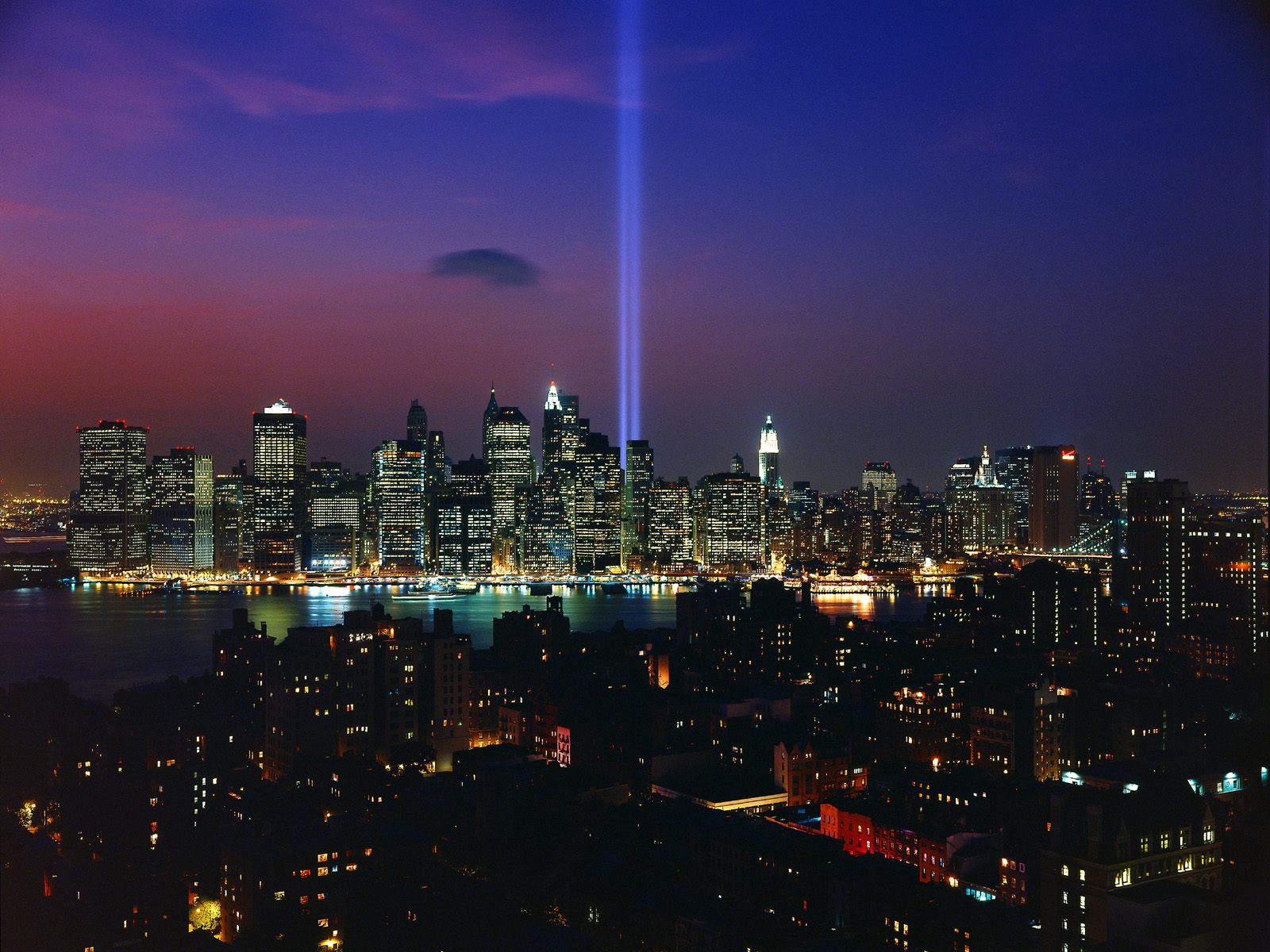 Tribute in Light September 11th Memorial Display New York City
