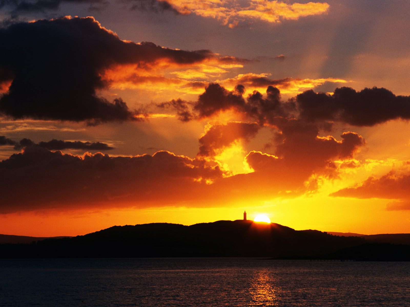 Sunset Over Scrabo Tower Strangford Lough County Down Ireland
