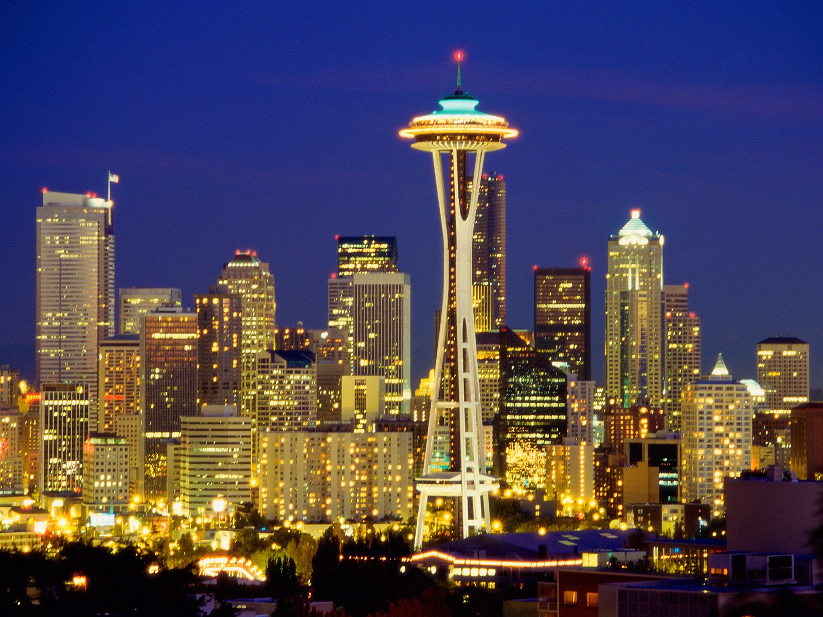 Seattle Skyline at Night Washington postcard, Seattle Skyline at Night