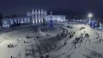 samara kuibyshev square with christmas tree at winter evening