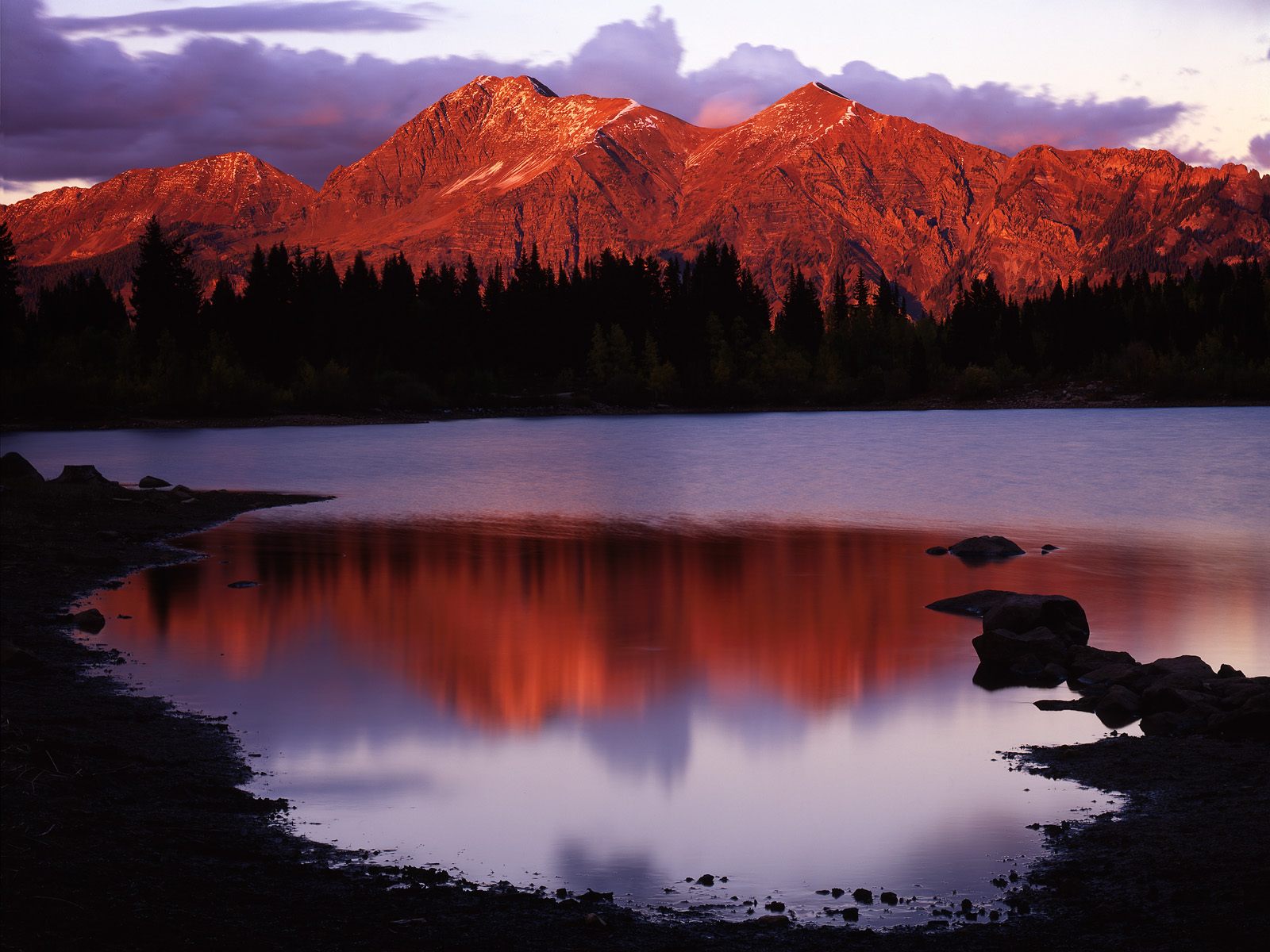 Sunset Glow on Lost Lake and the Ruby Range Gunnison National Forest Colorado