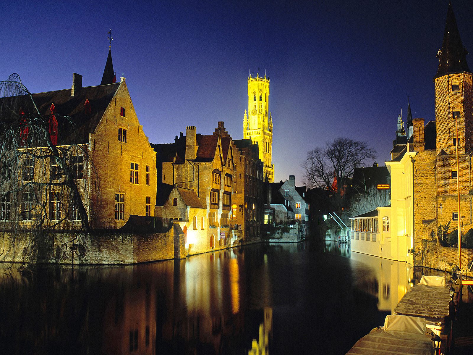 Millpond and Belfry Bruges Belgium