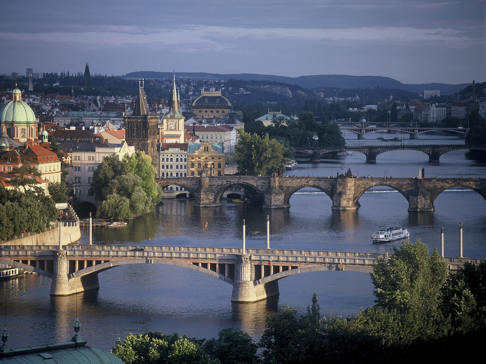 Prague Bridges Spanning the River Vltava Czech Republic