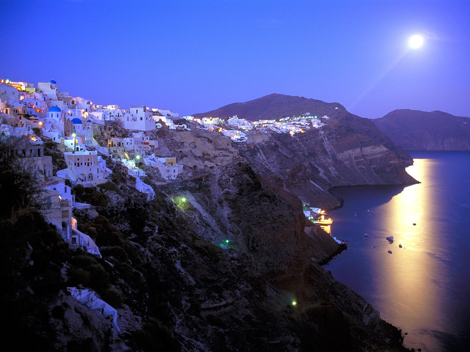 Moonrise Over Santorini Greece