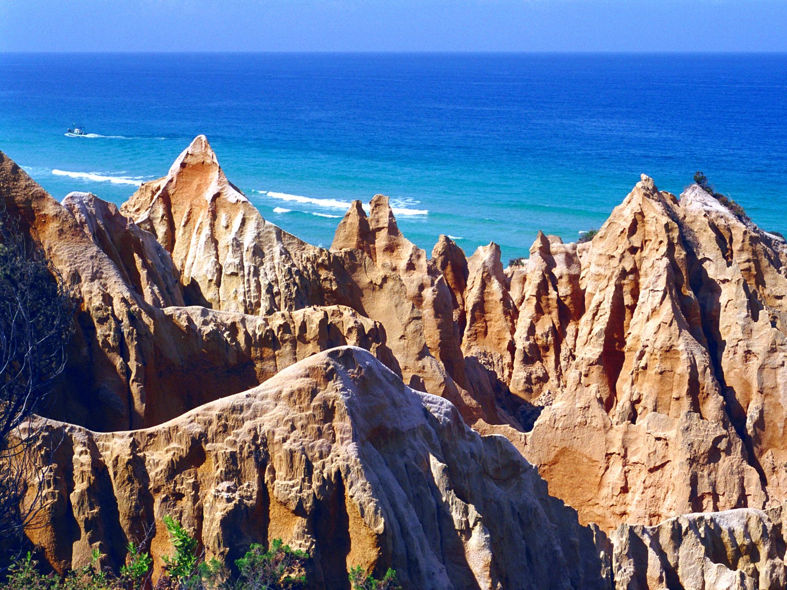 Sunny rocks and the Ocean in the background Portugal