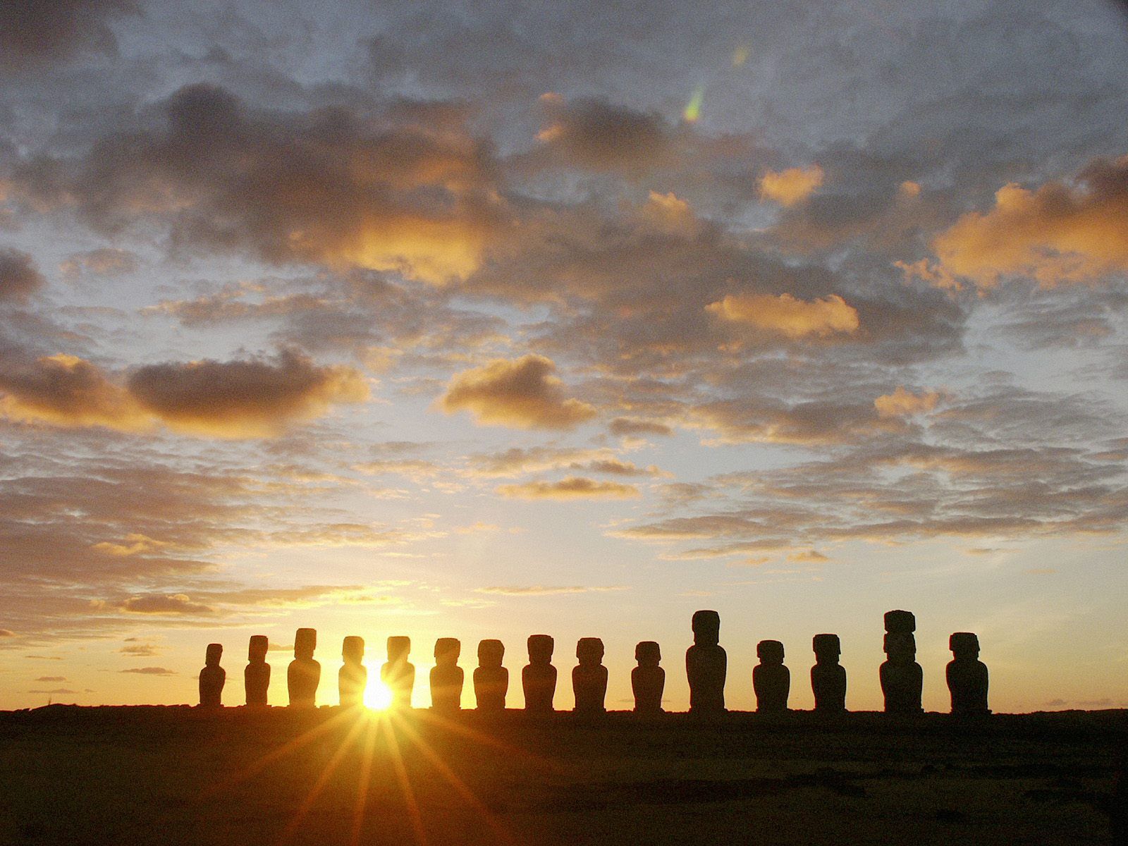 Moais at Dawn Ahu Tongariki Easter Island Chile