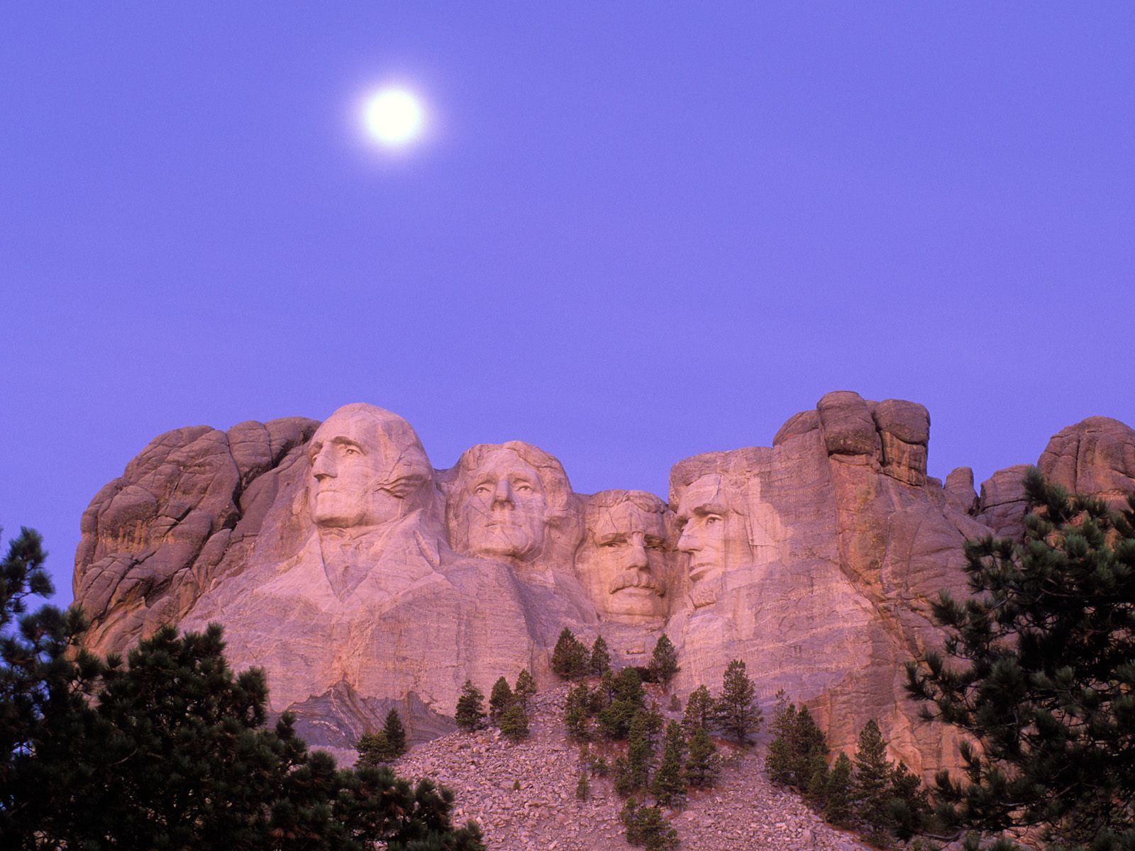 Moon Over Mount Rushmore South Dakota