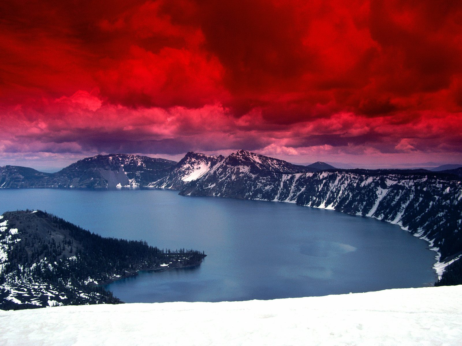 Scarlet Skies Crater Lake Oregon