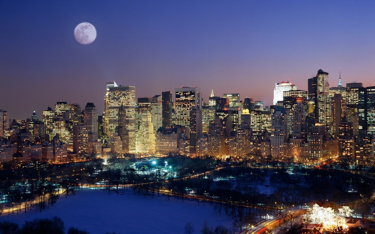 moonrise over manhattan 1280 x 800