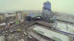 samara modern building of railway station against cityscape at winter day